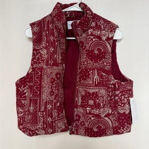 NWT Puffy red western/ paisley vest
